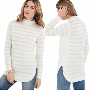 Like New Chicos Mock Neck Split Side Sweater